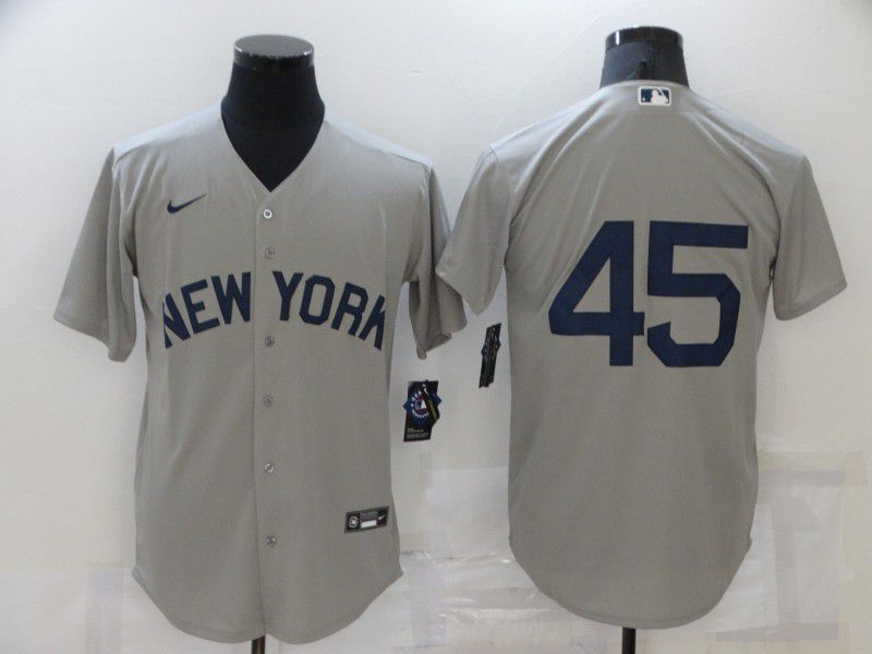 Cheap Men New York Yankees 45 No Name Grey Game 2021 Nike MLB Jersey